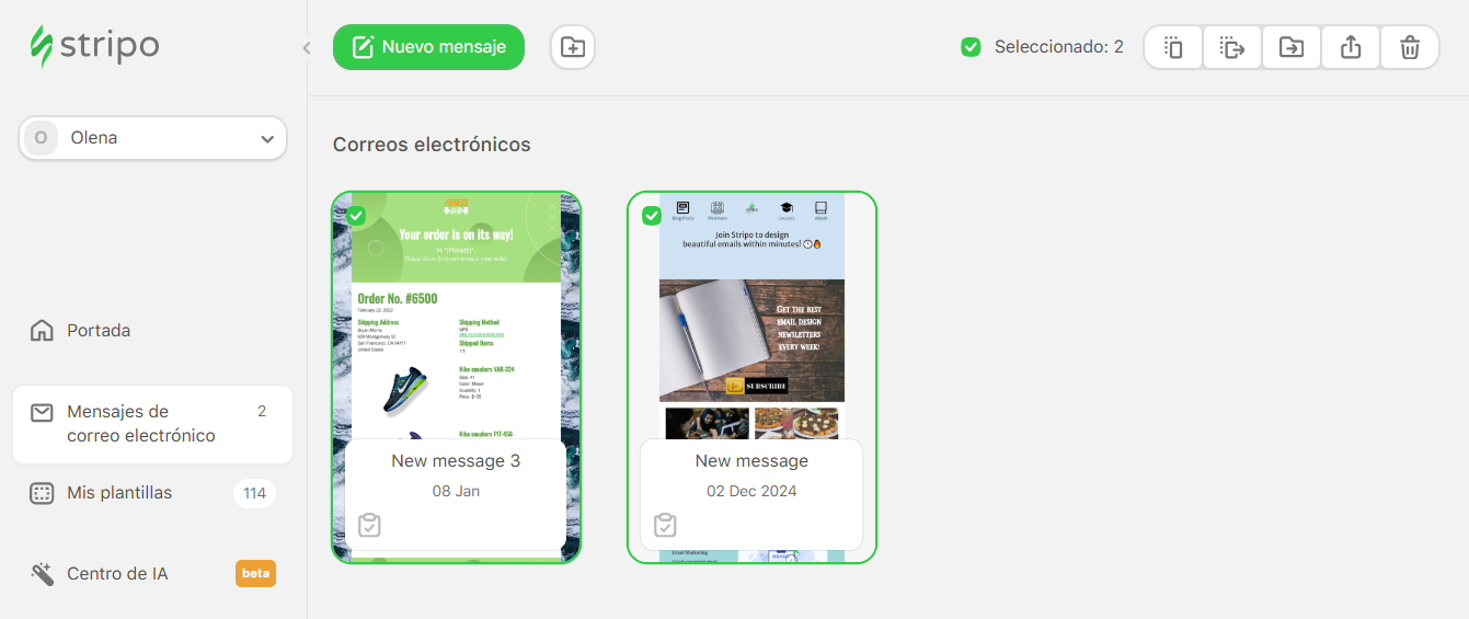 Exportación masiva para varias plantillas de correo electrónico de Outlook