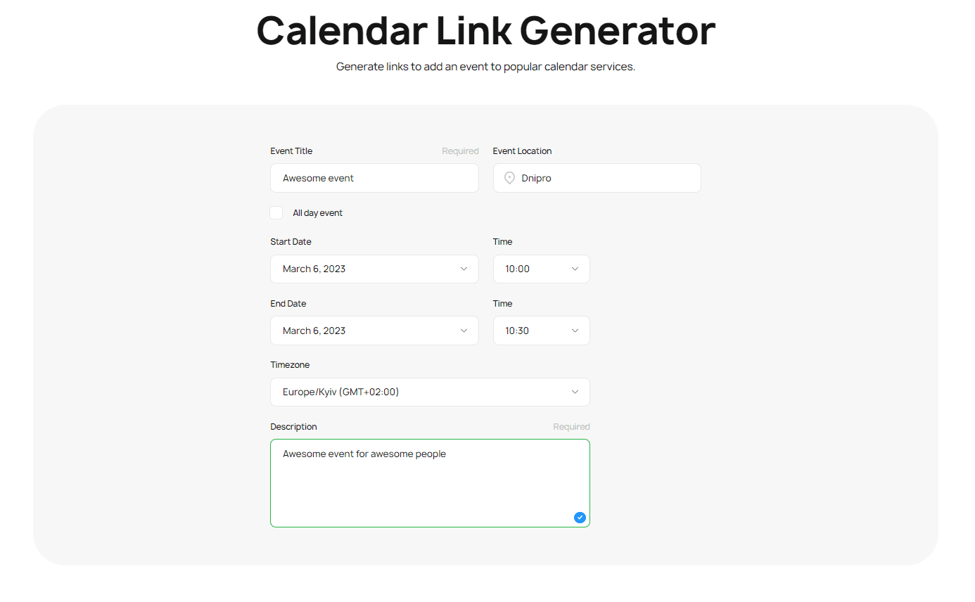 Calendar Link Generator