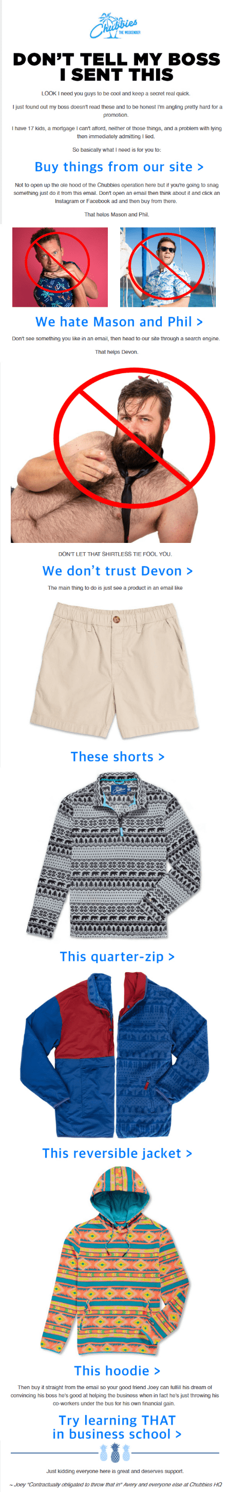 Exemple de newsletter par e-mail _ Chubbies