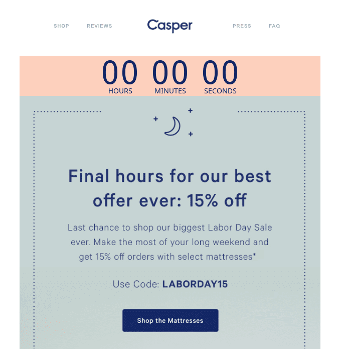 Exemplo de contagem regressiva em e-mail _ Casper