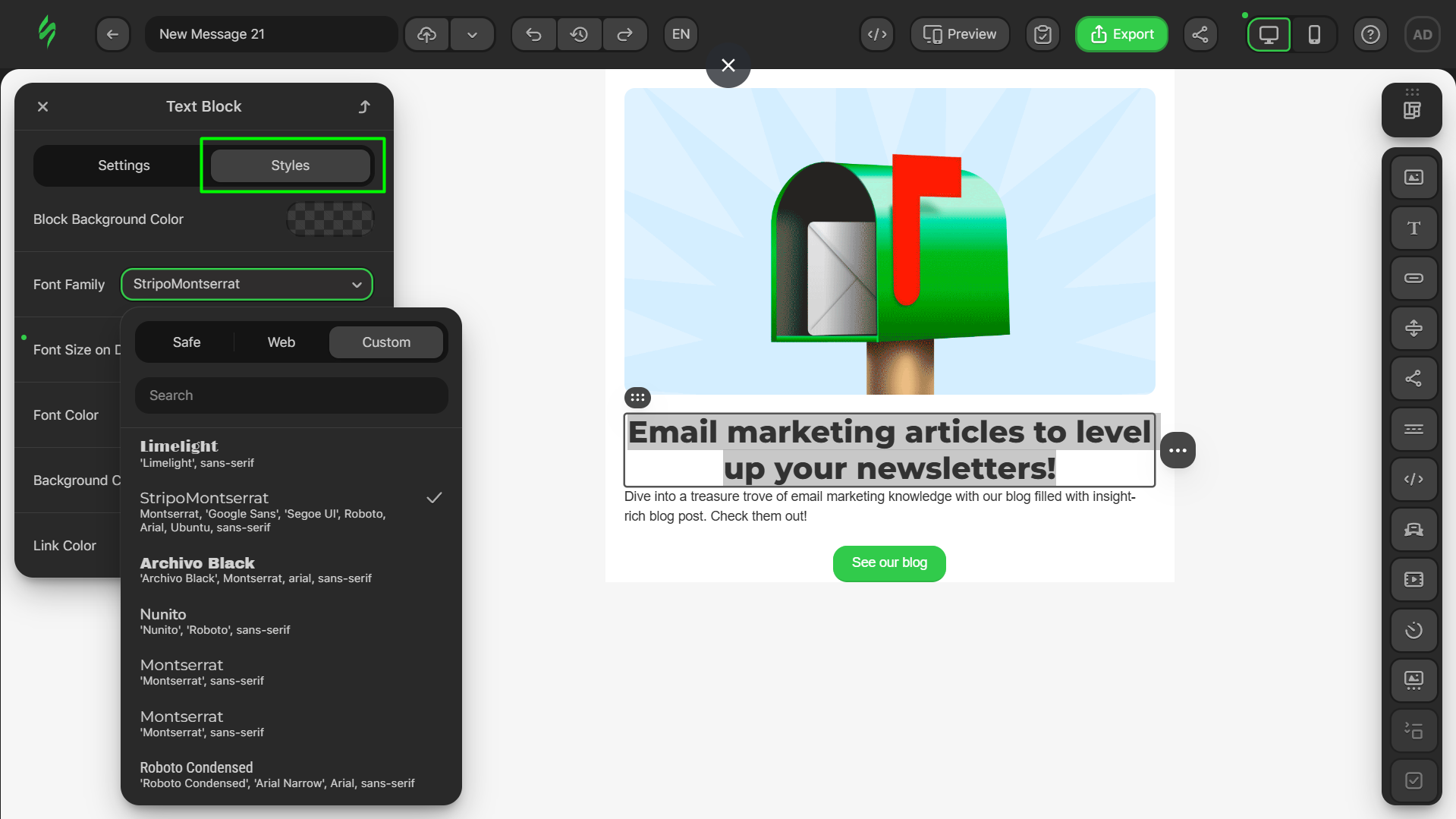 Changing font style