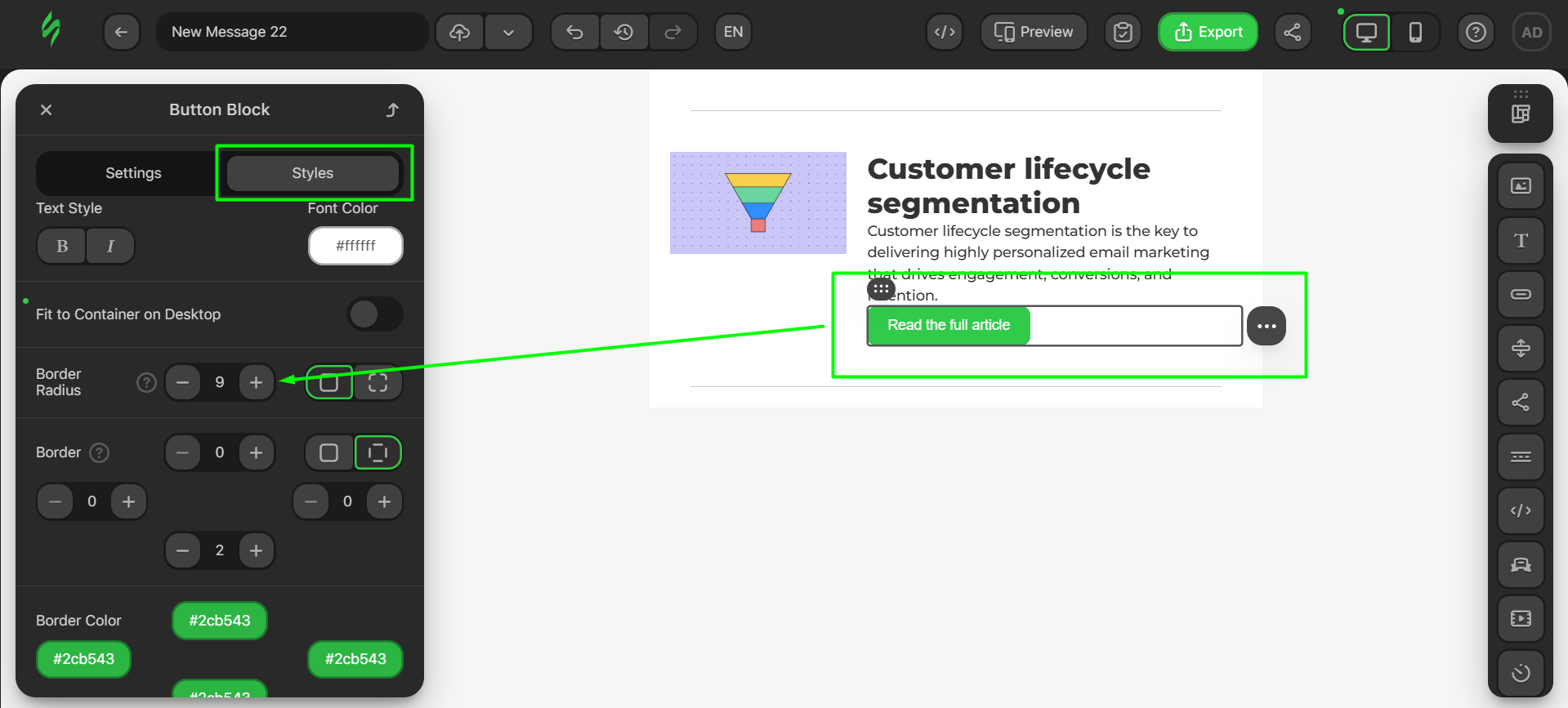 Changing the button radius