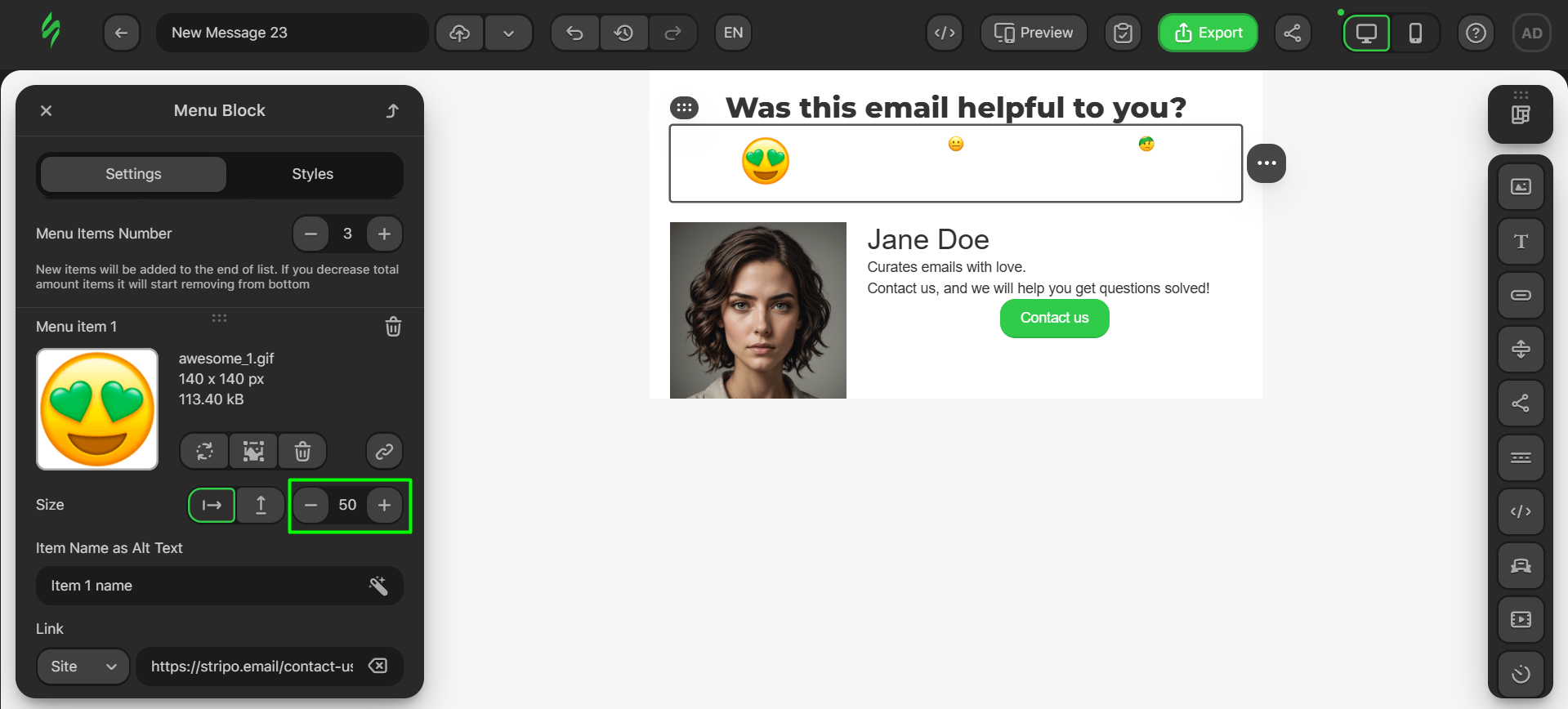 Changing the icon sizes