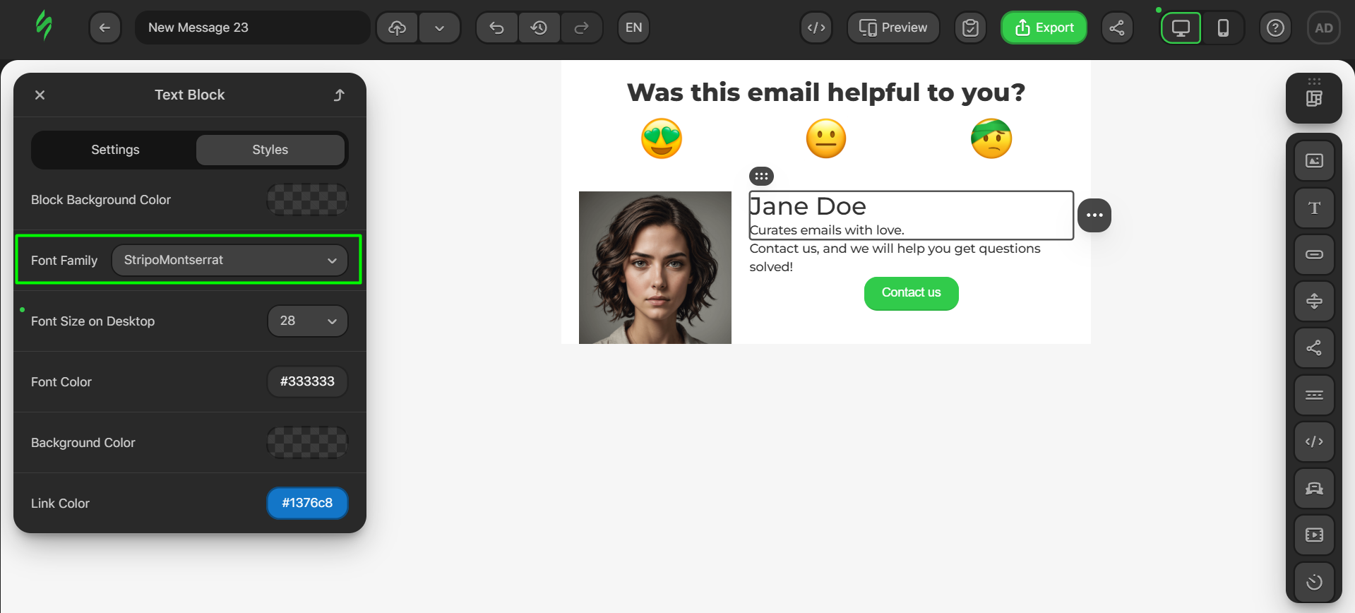 Changing the signature fonts