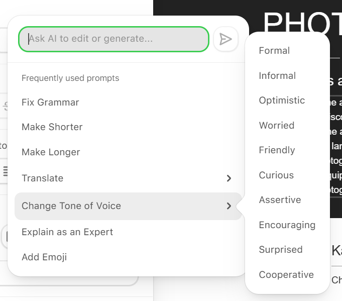 Changing tone of voice