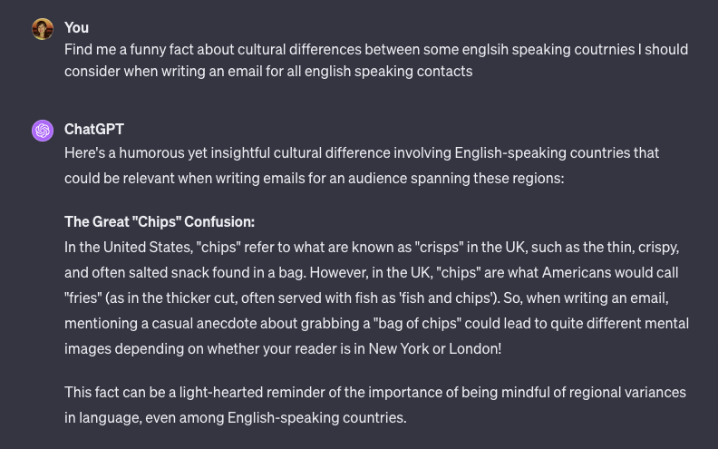 ChatGPT about linguistic and cultural differences between English-speaking countries