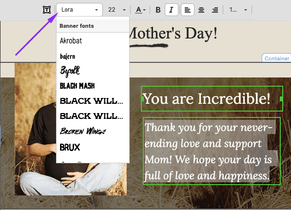 Вибір шрифтів до банерів для email-кампанії до Дня матері