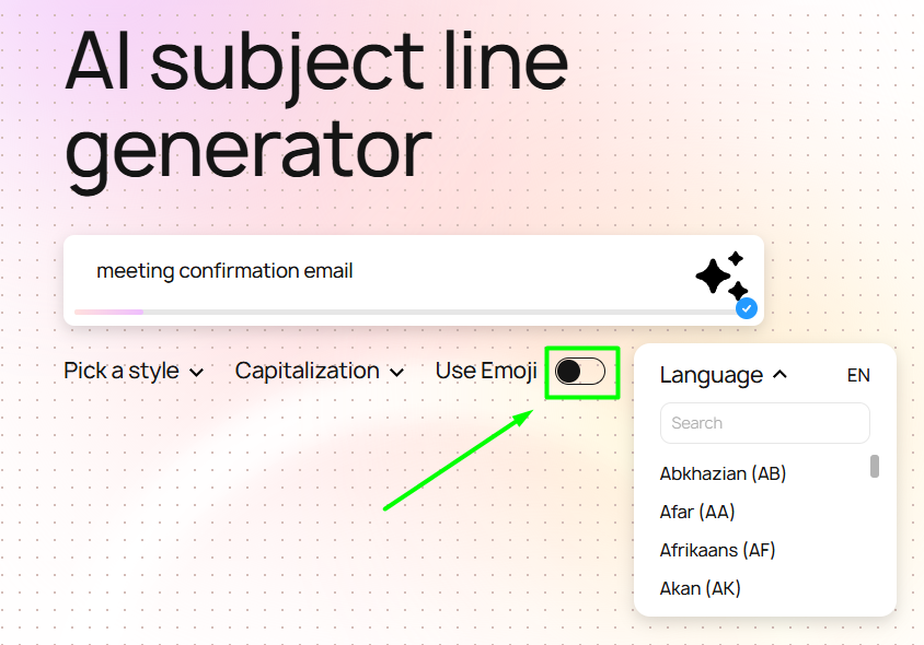 Choosing emojis and the language for the subject line