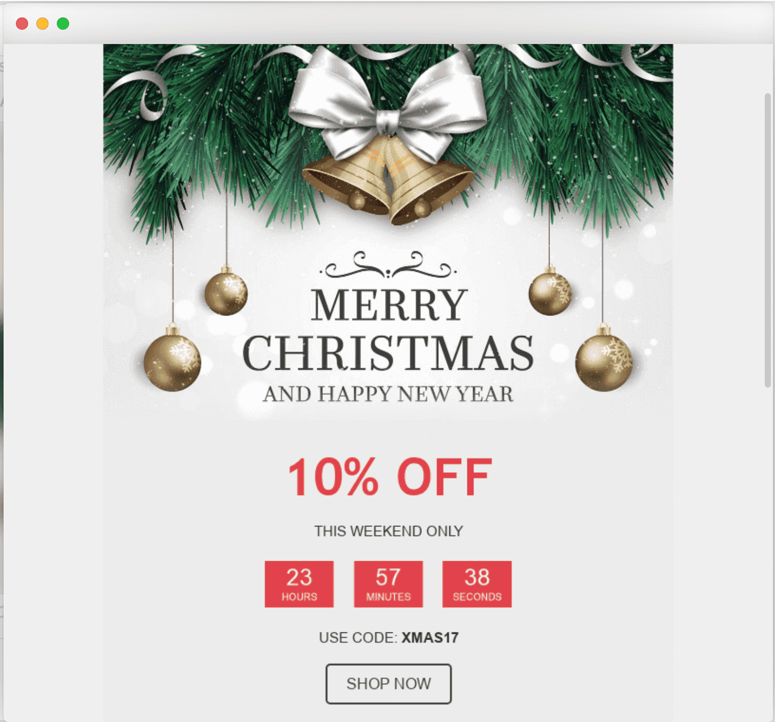 Christmas Email Template with a Countdown Timer