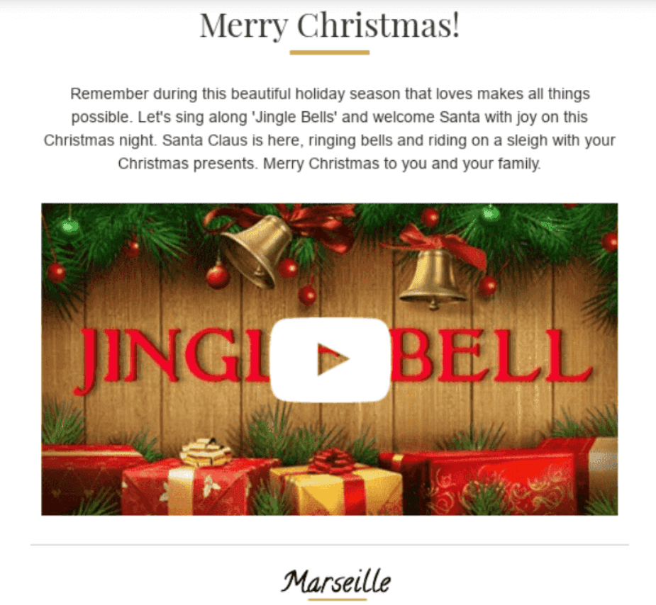 Plantillas de correo electrónico de Navidad con vídeos en ellas