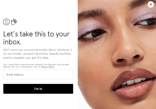 Clear opt-in and opt-out _ Glossier