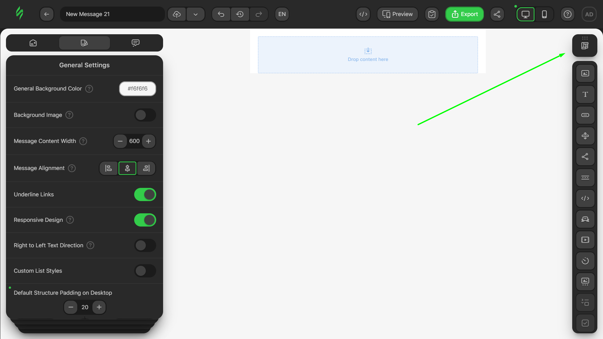Clicking on “Structures” tab