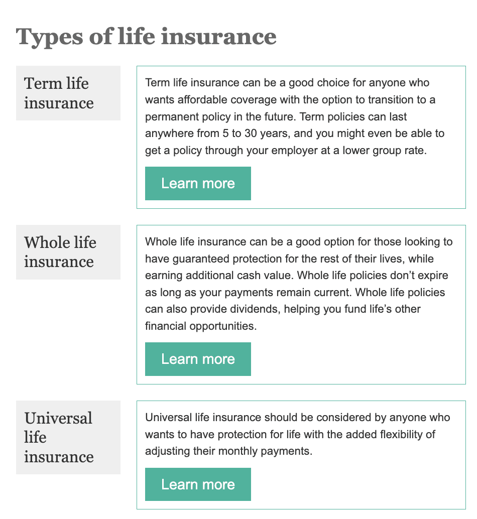 Client email about types of life insurance policy