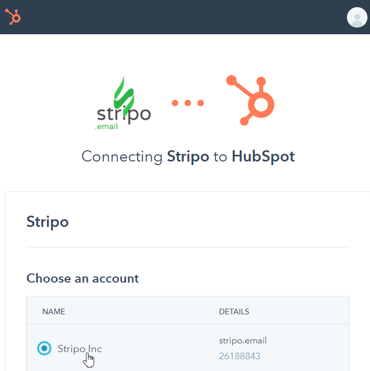Conectando Stripo à sua conta HubSpot