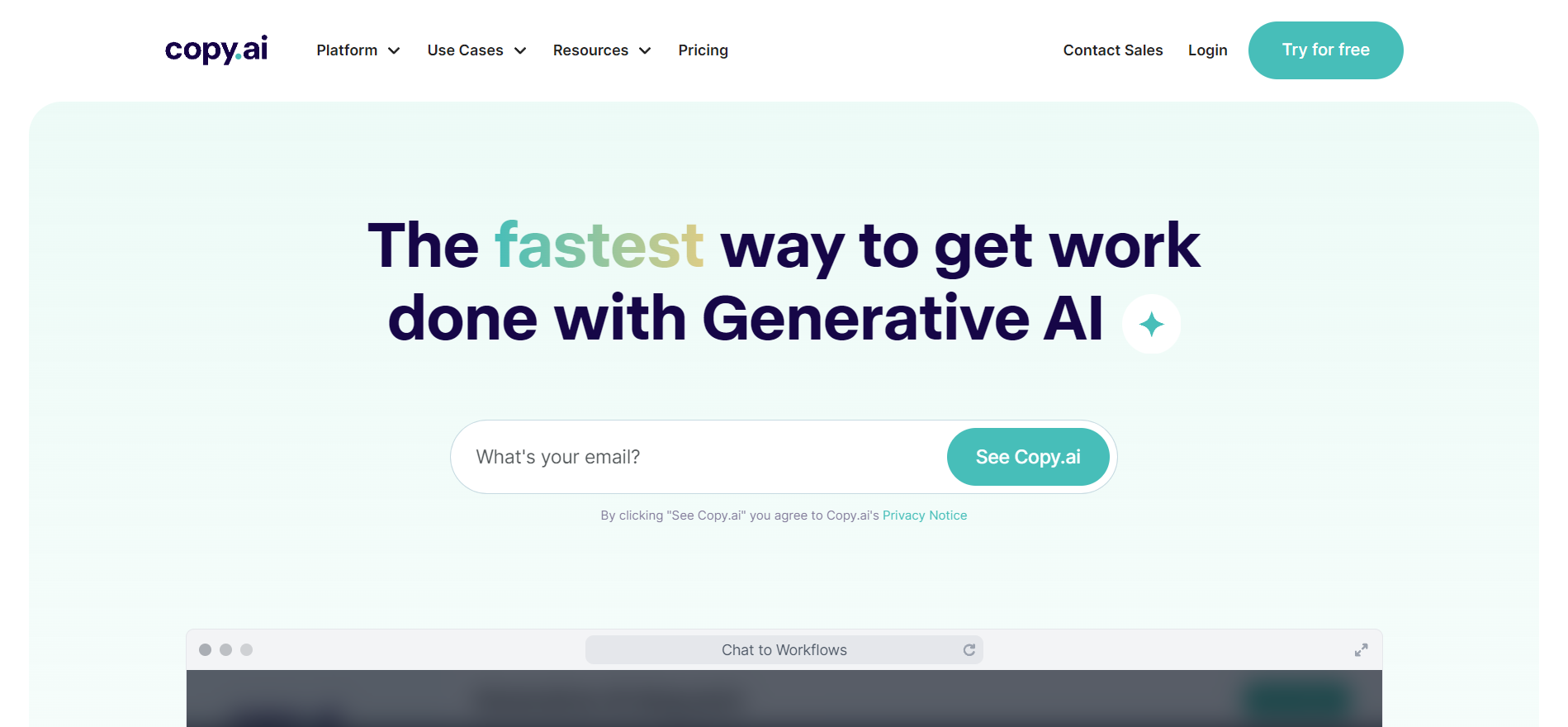 Copy.AI for email content creation
