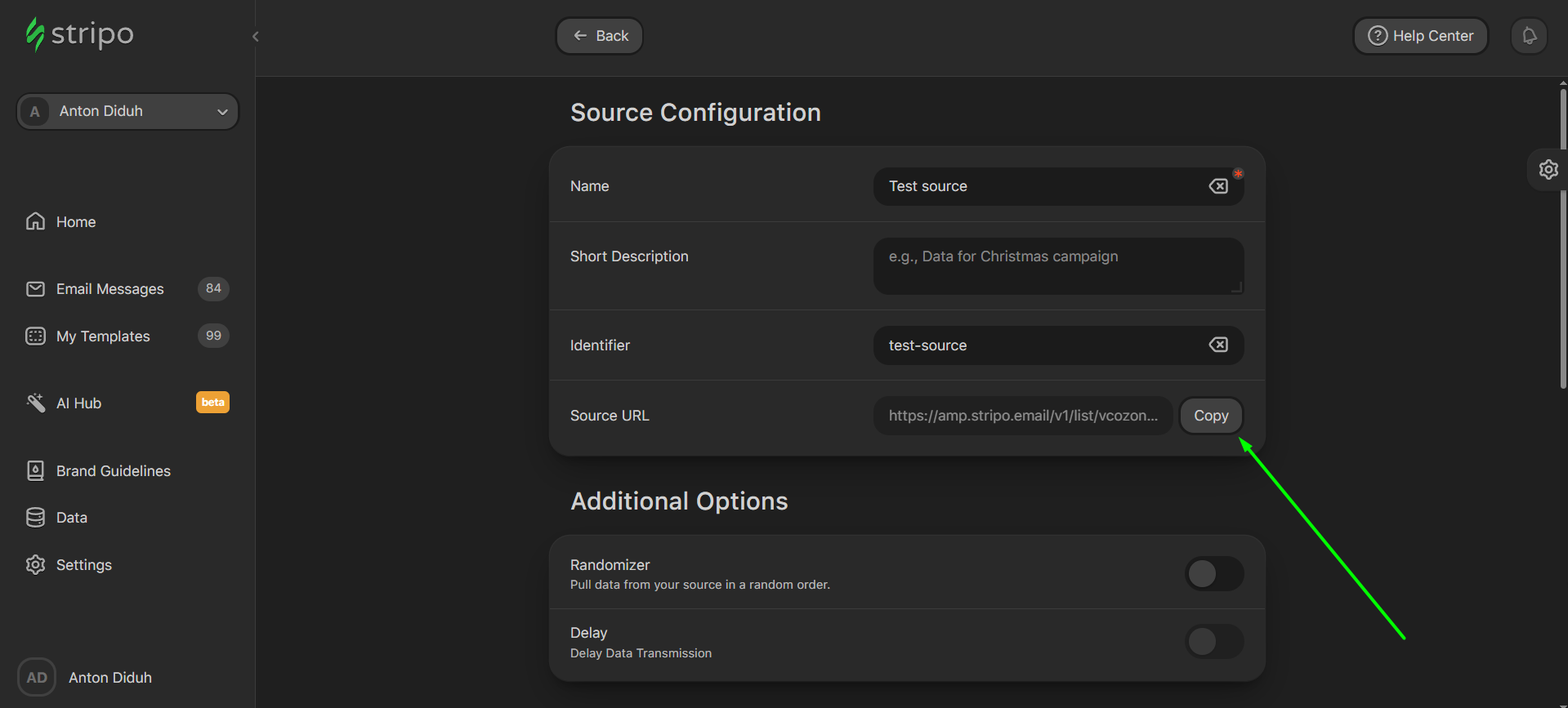 Copying data source link