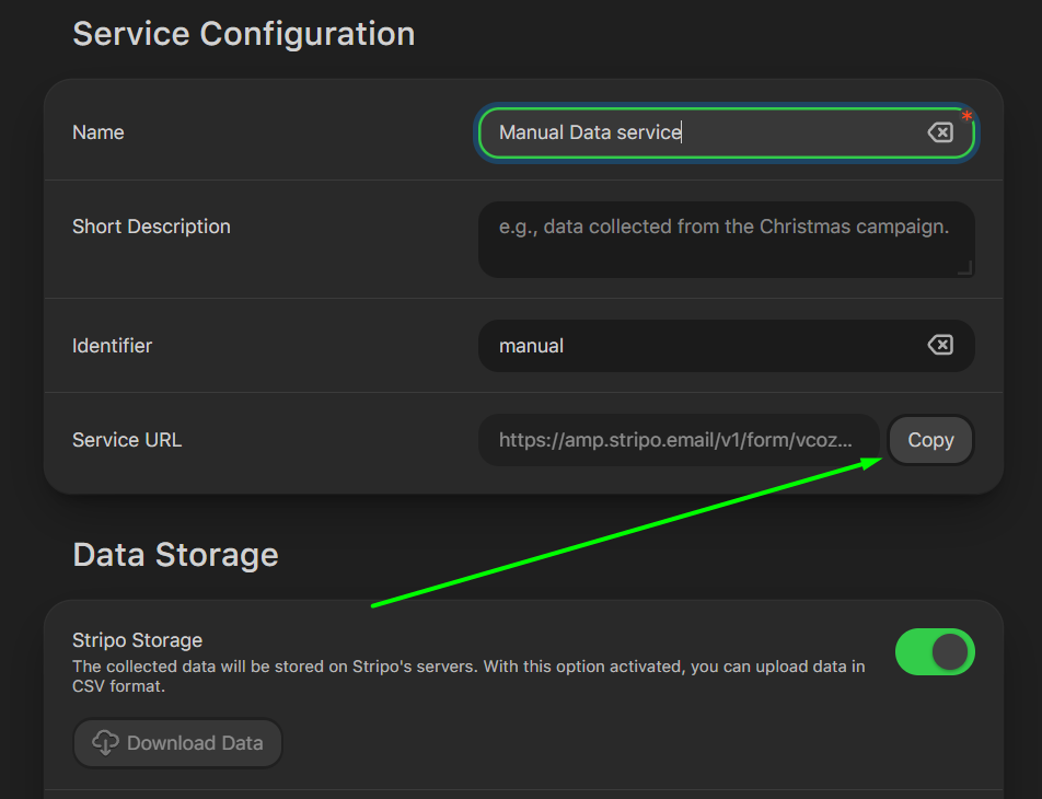 Copying service link