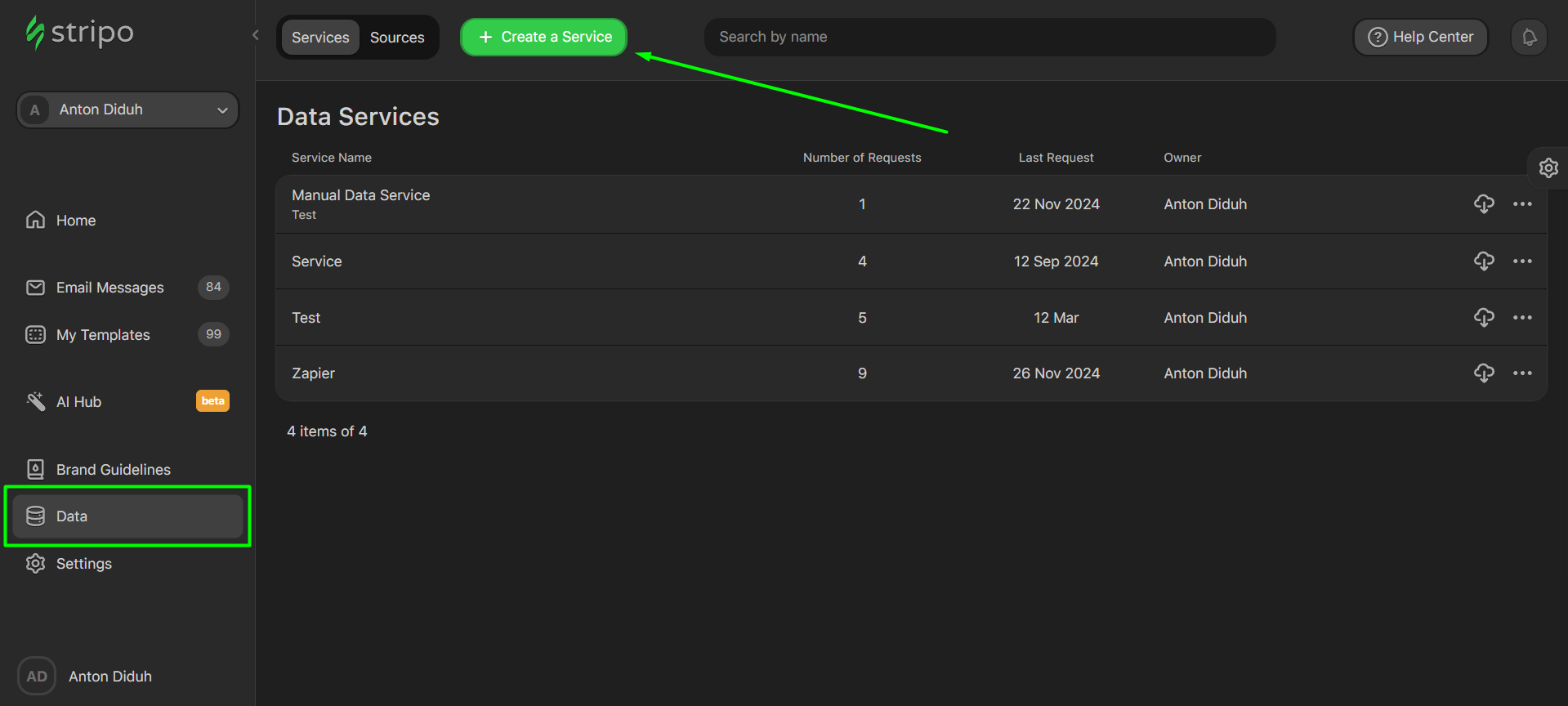 Creating data service