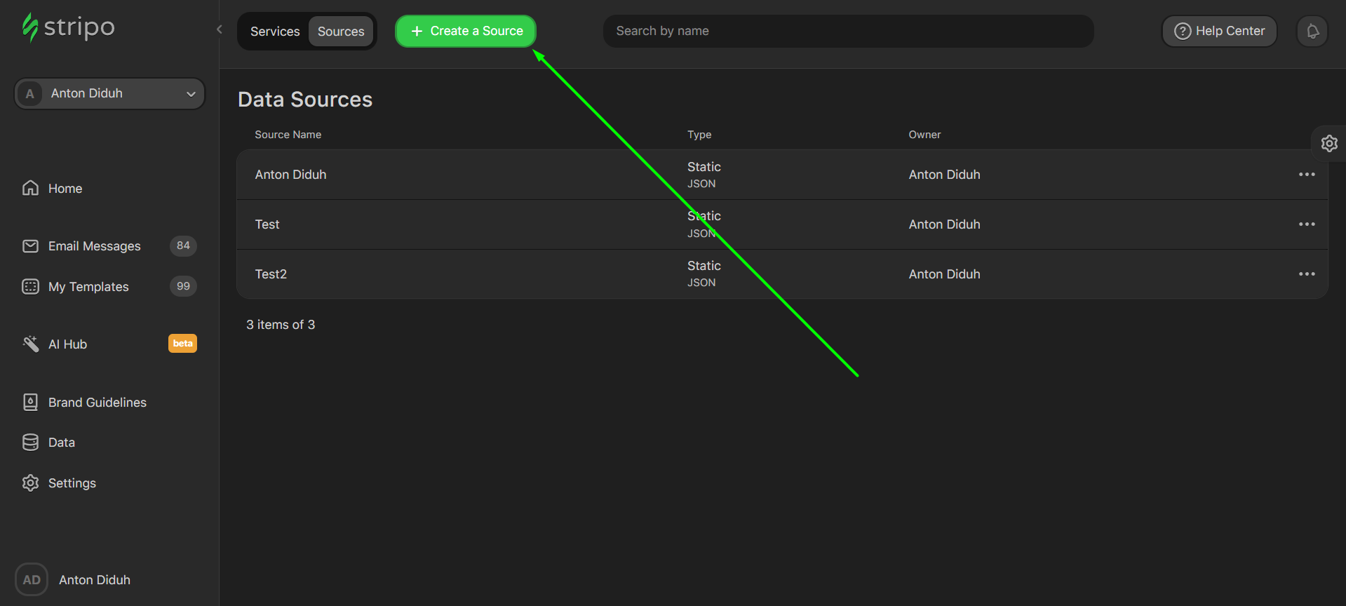 Creating data source