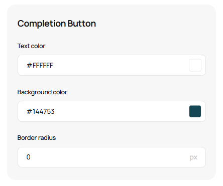 Personalization completion button