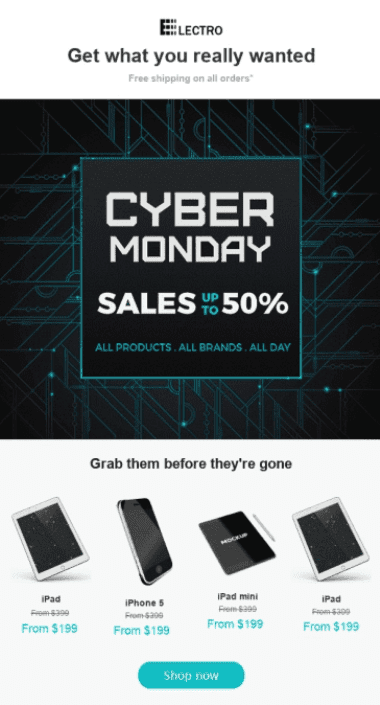 Cyber Monday Email Template for Online Sales 