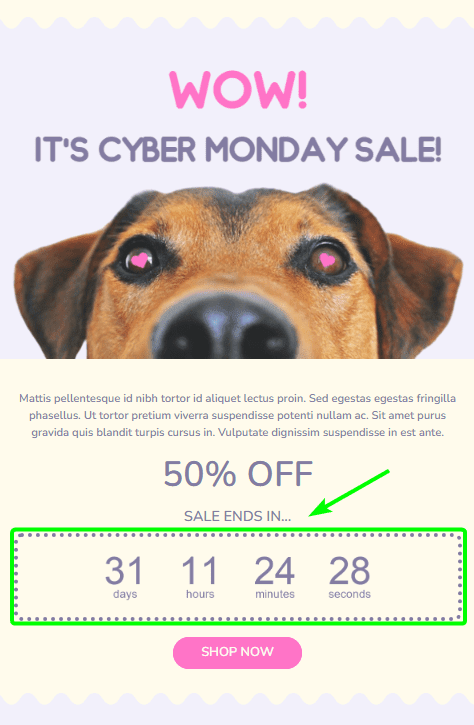 Cyber Monday E-Mail-Vorlage mit Countdown-Timer