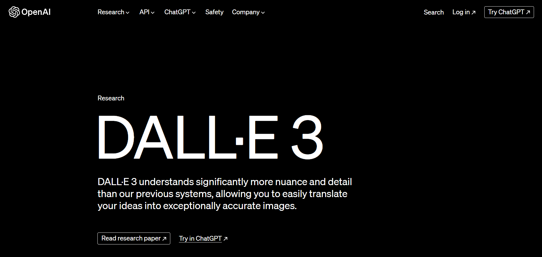 Dall-e 3 home page