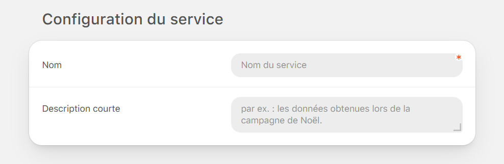 Configuration du service de données