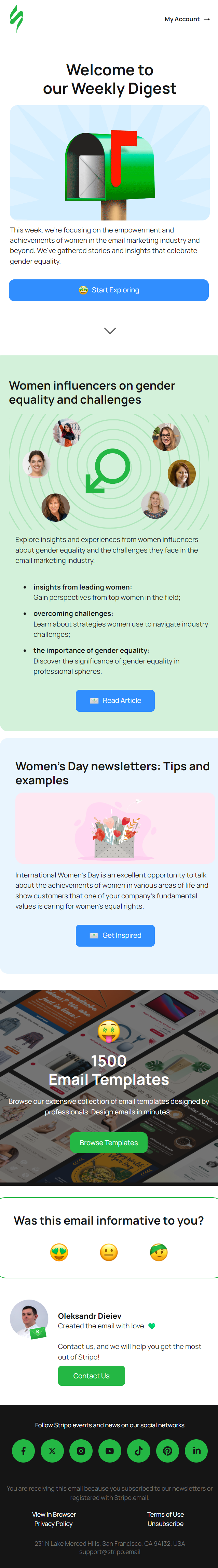 Digest of women's day email template