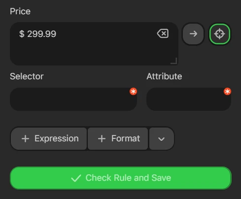Direction rule input fields