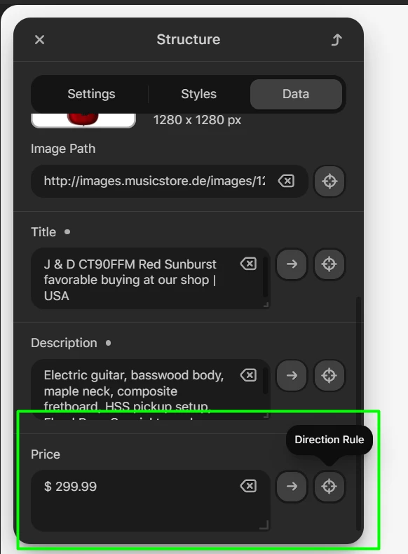 Direction rule settings