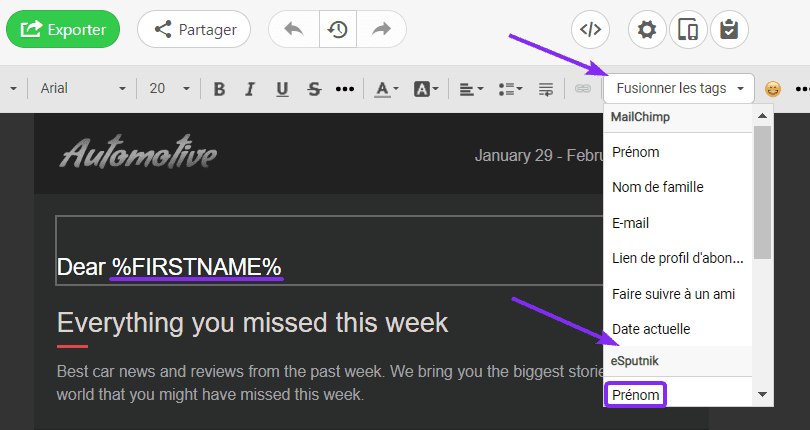 Dynamic Emails Adding Merge Tags to Copy