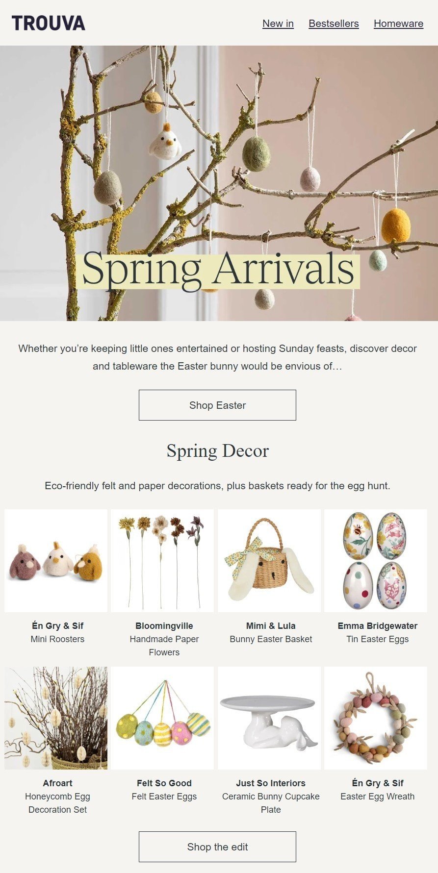 Example for easter email design inspiration