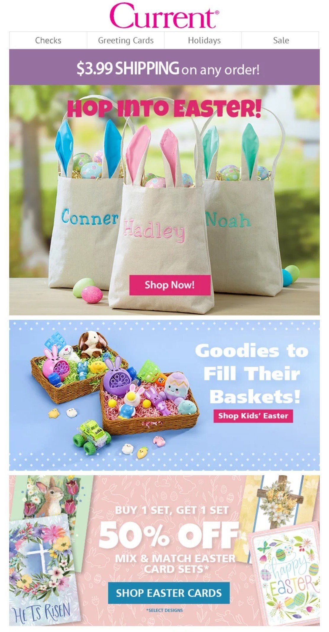 Easter email example in bright colors