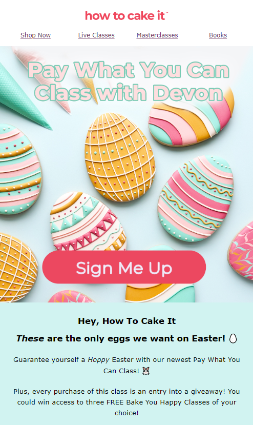 Easter email from How To Cake It
