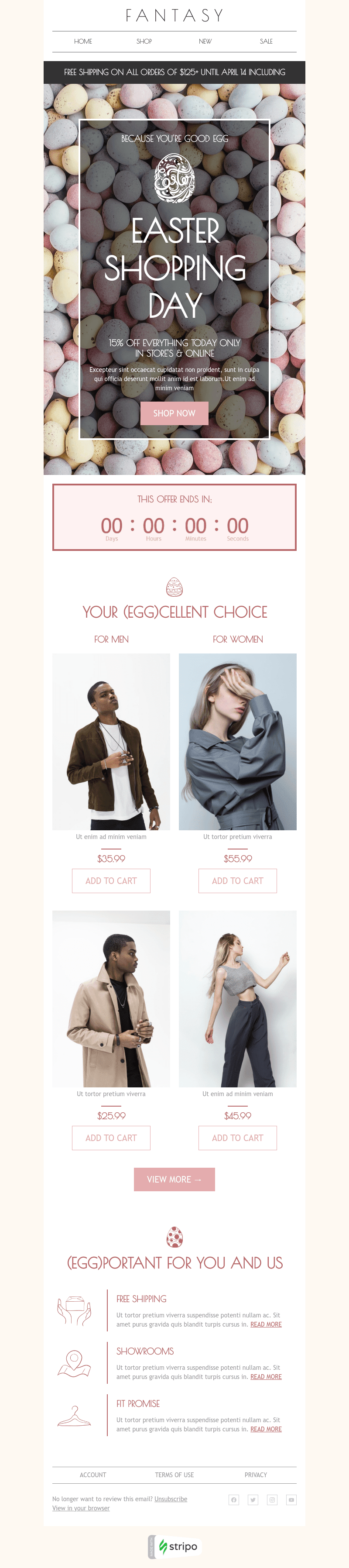 Easter email template for the fashion industry