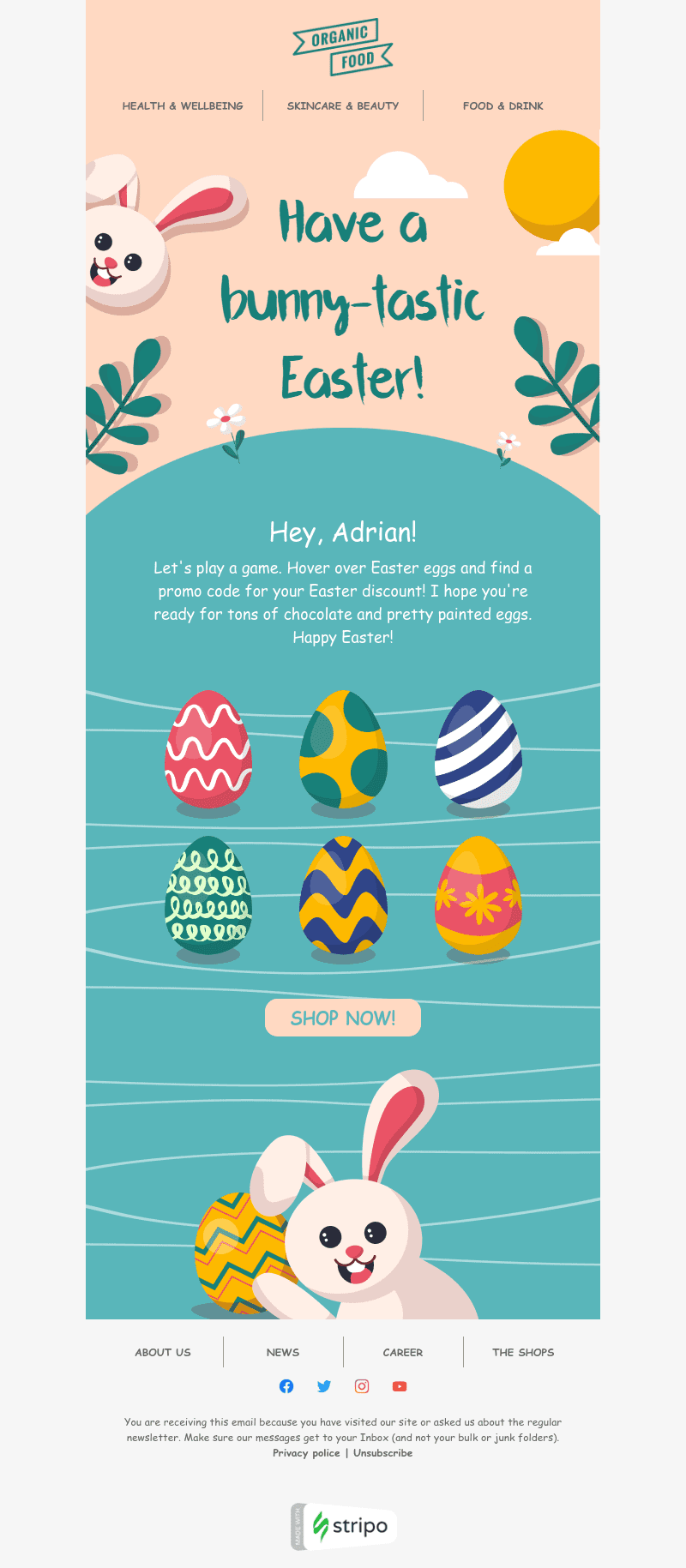 Easter email template for organic food