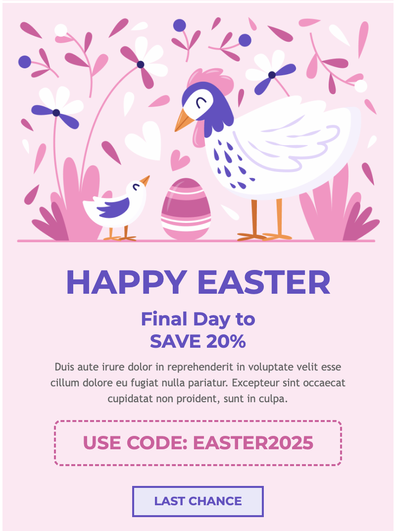 Easter email with personalized code