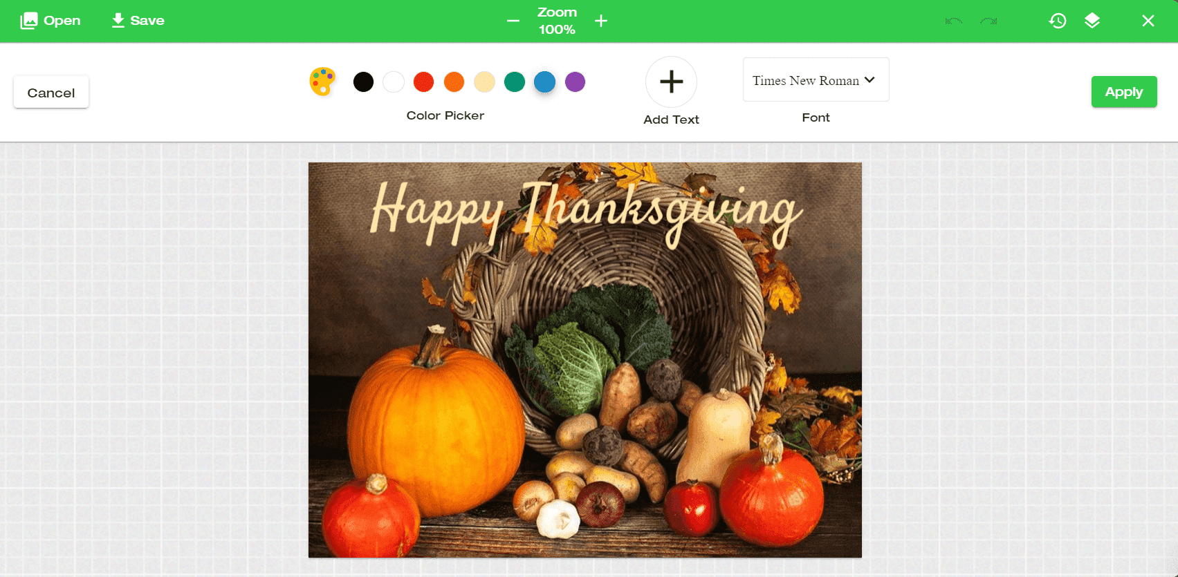 Happy Thanksgiving Email_Editing Photos in the Drag and Drop Editor