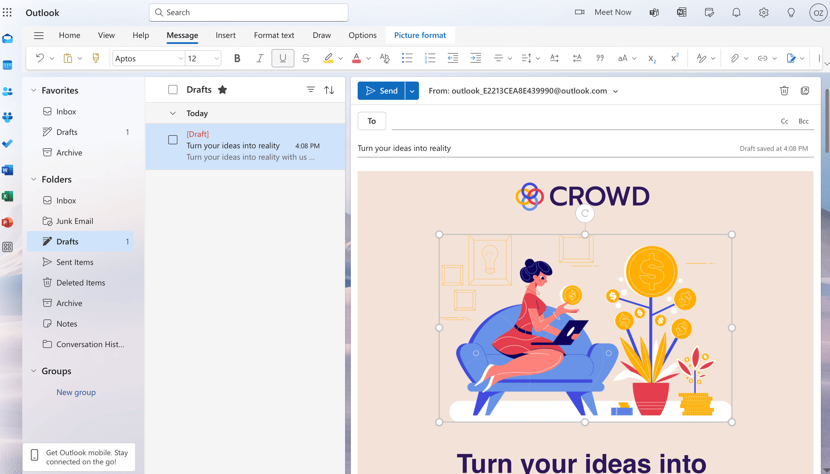 Editing your email template in the Outlook app