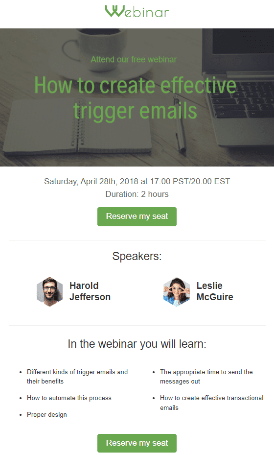 Astuces de conception d'e-mails pour créer un e-mail d'invitation à un webinaire