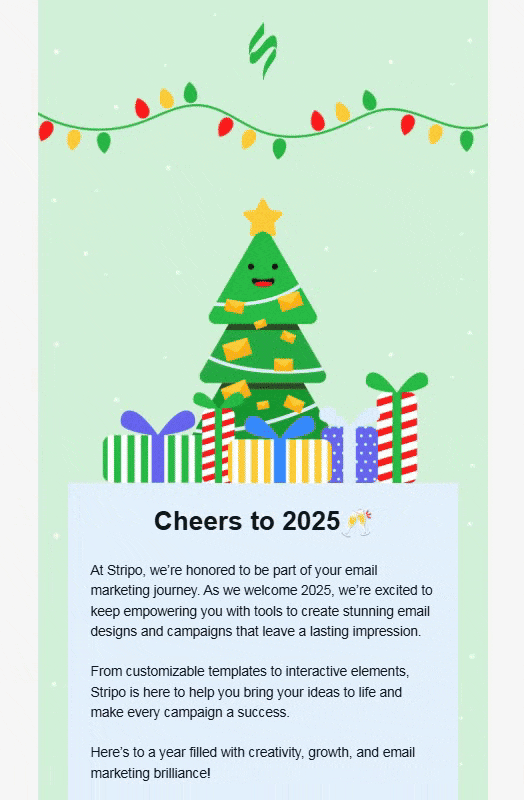 Email example with New Year’s greetings