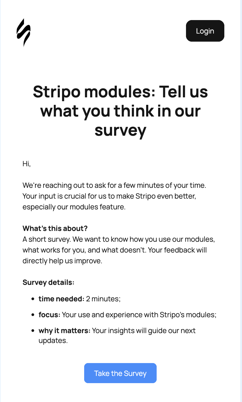 Product Survey Email Example