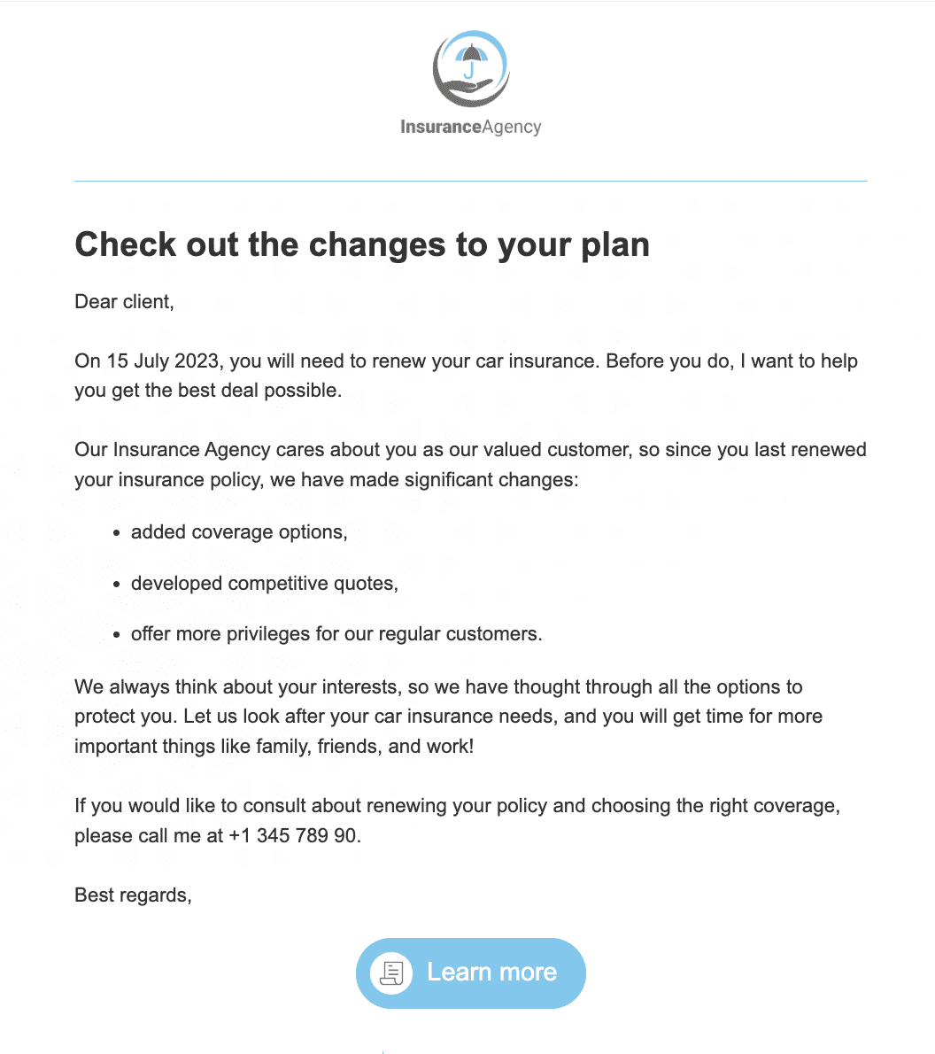 Insurance renewal email template what to write to current customers to