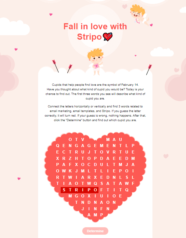 Найдите слова в AMP-игре в письме ко Дню святого Валентина