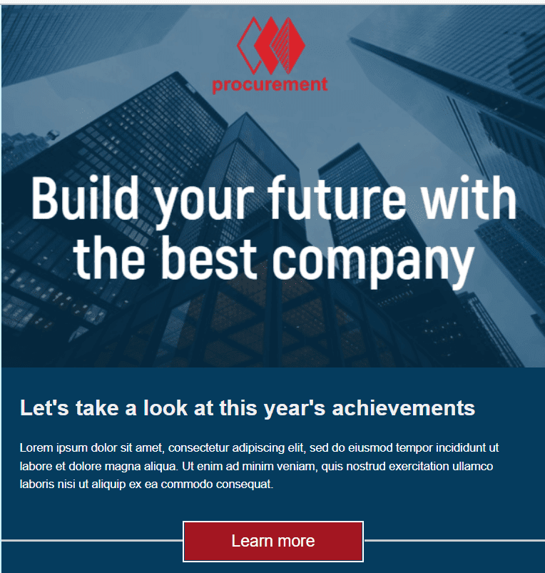 Email template with Employee Appreciation Message