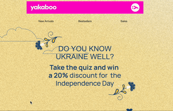 Example of email with quiz game