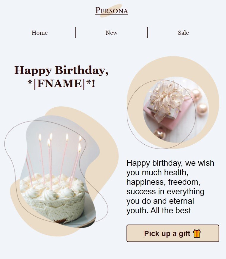 Correo electrónico de celebración del cumpleaños de un empleado