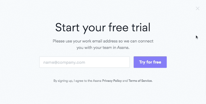 Encouraging sign-ups for a free trial _ Asana