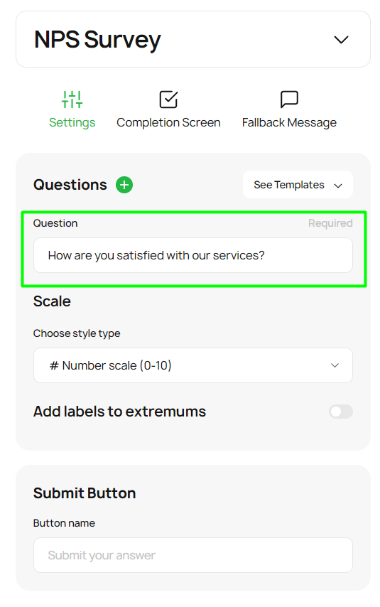 How to enter survey questions